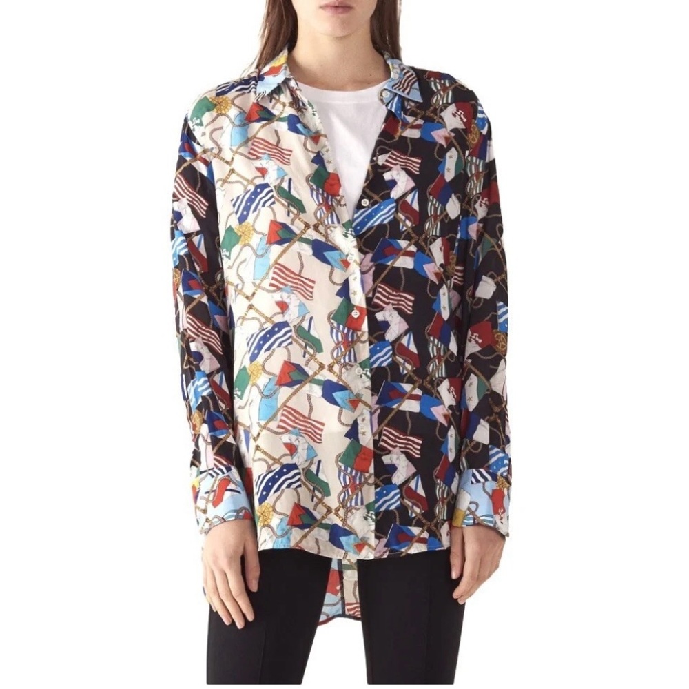 Sandro Print Button Down Shirt